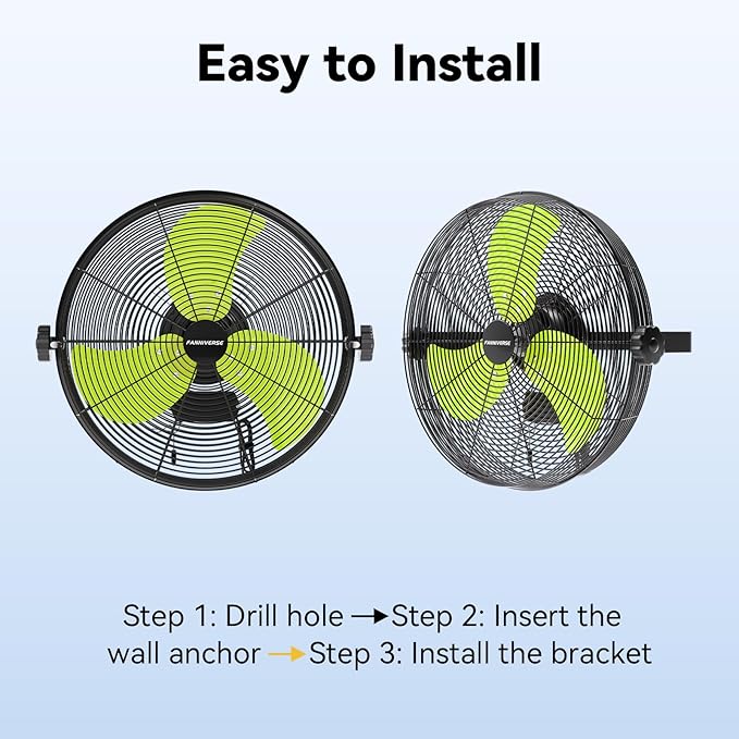 14 Inch Wall Fan Pro Series - Waterproof Motor High Velocity Wall Mount Fans for Commercial, Residential, Warehouse, Covered Patio, Shop, Garage, Barn 3 Speed 3000 CFM UL Safety Listed-PurrikoPets