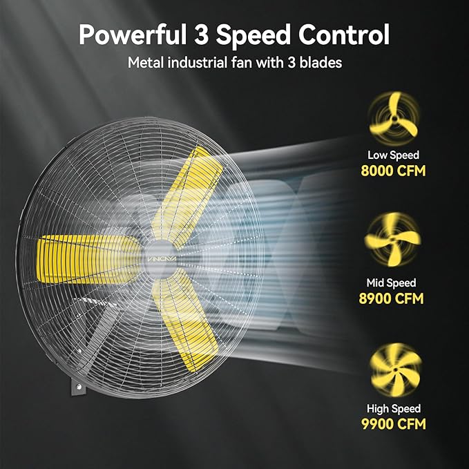 30 Inch Industrial Wall Mount Fan Oscillating with 2 Pack, 8900 CFM Commercial Metal Wall Fans with Poweful Motor, 3 Speed, Heavy Duty Construction Indoor for Warehouse, Workshops UL Listed-PurrikoPets