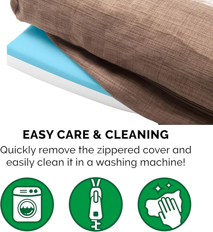 Furhaven Cooling Gel Dog Bed for Medium/Small Dogs w/ Removable Bolsters & Washable Cover, For Dogs Up to 35 lbs - Luxe Faux Fur & Performance Linen Sofa - Woodsmoke, Medium-PurrikoPets