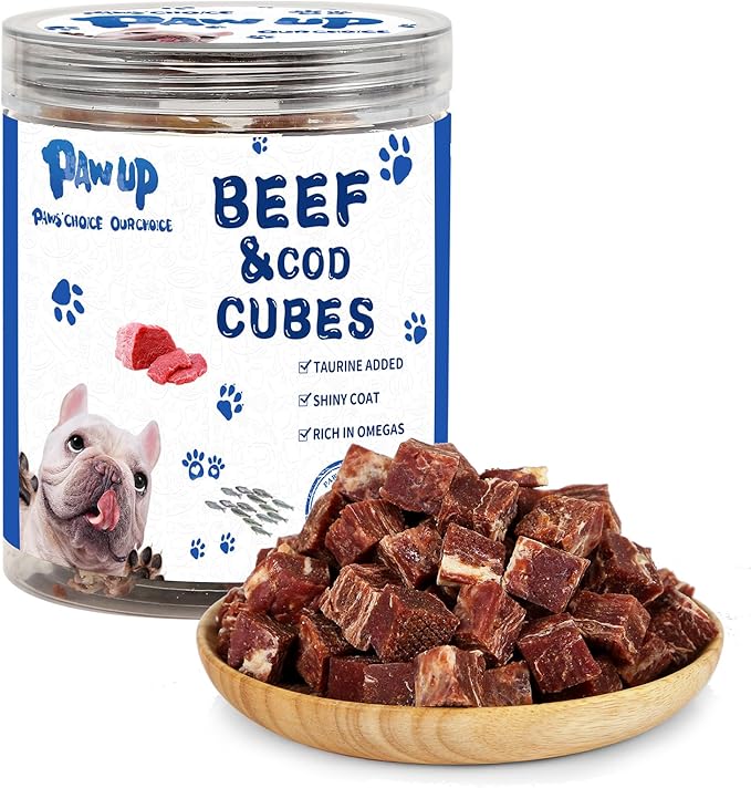 Dog Treats Training Rewards, Beef Cod Cubes, 1% Taurine Added, 12.5 oz, Rawhide Free, Grain Free, Low Fat Dog Training Rewards and Snacks, No Additives-PurrikoPets