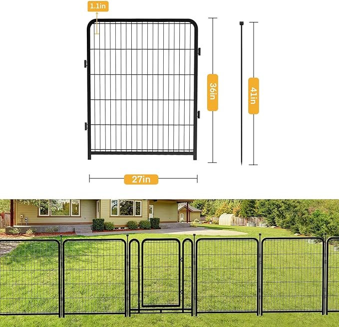 Garden Fence 36 Inch 14 Panels Without Gate, Inside and Outside, Total 31 Ft(l) Garden Fence for Yard and Dog, Black Dog Pen, Heavy Duty Pet Puppy Exercise Pen for Rv Camping-PurrikoPets