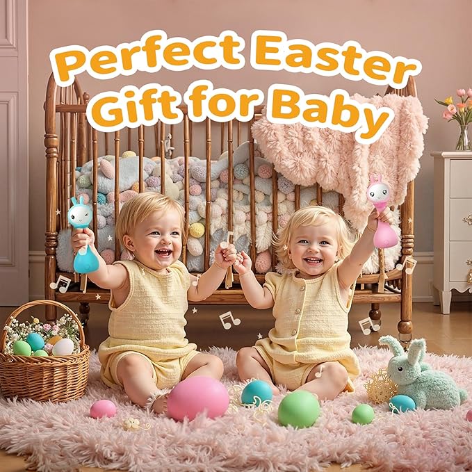 alilo Yoyo Talking Bunny Baby Musical Light-Up Rattle Toys 0-6-12-18 Months, Voice Mimicking Toy, Preloaded 90+ Audio Content, ABC/Number/Notes Learning Toys for Baby Infant Newborn Boy Girl Gifts-PurrikoPets