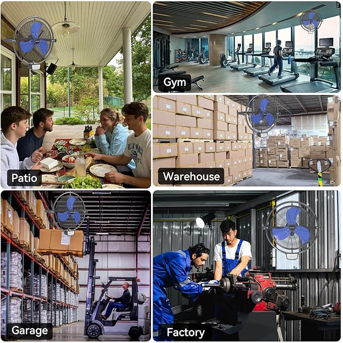 20 Inch Wall Metal Fan Pro Series Remote Control, High Velocity Wall Mount Fans for Commercial, Residential, Warehouse, Covered Patio, Shop, Garage, Barn 3 Speed 5200 CFM UL Safety Listed-PurrikoPets