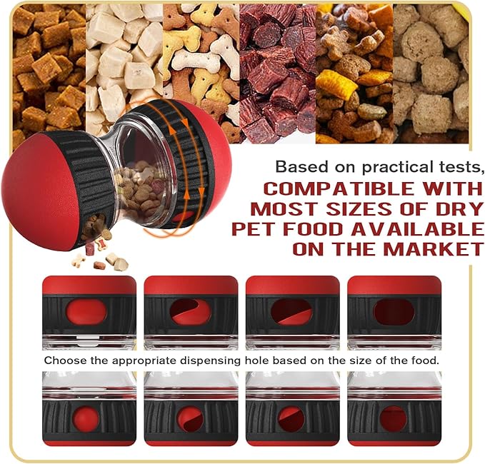 Dog Food Puzzle Toy Adjustable Treat Dispensing Food Dispenser Slow Feeder Bowls Puppy Enrichment Toy Ball Dog Interactive Chase Training Toys for Small Medium Large Dogs-PurrikoPets
