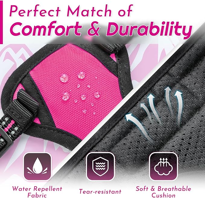 Eagloo Small Dog Harness No Pull, Service Vest with Reflective Strips and Control Handle, Adjustable and Comfortable for Easy Walking, No Choke Pet Harness with 2 Metal Rings, Rose Red, XS-PurrikoPets