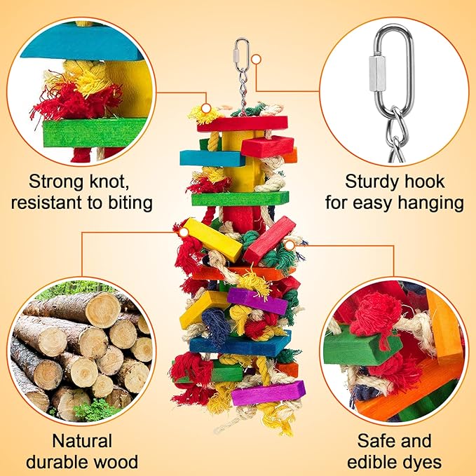 Extra Large Bird Parrot Toys for Macaws, African Grey, Amazon Parrots Bird Gifts-PurrikoPets