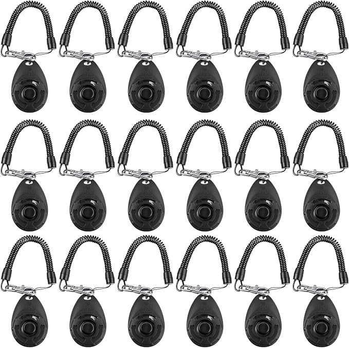 Frienda 18 Pieces Dog Training Clicker, Pet Behavioral Training Clickers with Wrist Strap for Dogs Cats Puppy Birds Horses(Black)-PurrikoPets