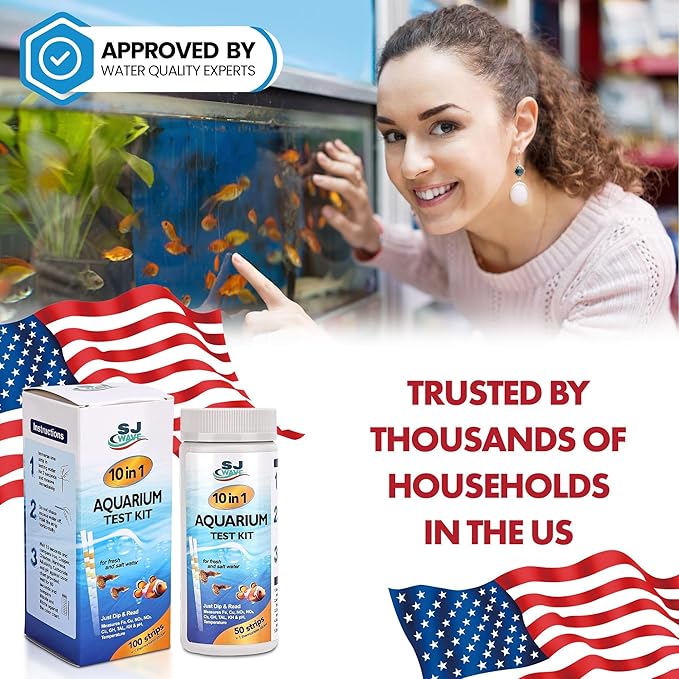 10 in 1 - Aquarium Test Strips | 100 Fast & Accurate Strips | Fish Tank Aquariums Water Test Kit & ebook | Aquarium Thermometer | Fish Tank Water Testing Kit for Fresh & Saltwater | Versatile Usage-PurrikoPets