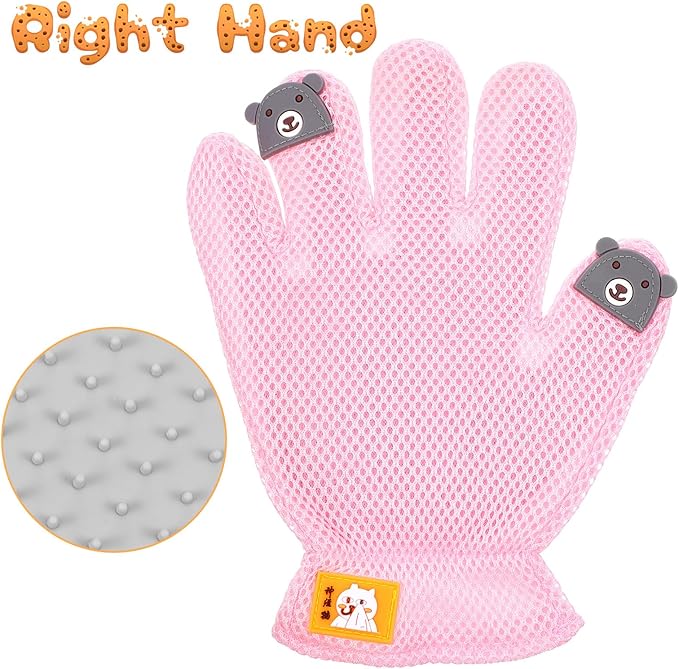 2 in 1 Pet Grooming Glove for Cats & Dogs, Efficient Deshedding Brush Pet Long Short Fur Removal Glove, Gentle Massaging Puppy Kitten Bathing Grooming Brush Tool, Easy Clean Floating Hair Mitt-PurrikoPets