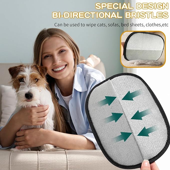 3Pcs Pet Hair Removal Glove for Cats & Dogs, Upgrade Efficient Grooming Gloves for Pet Hair, Cat Grooming Gloves for Hair Removal，Reusable Cat & Dog Hair Remover for Couch, Furniture-PurrikoPets