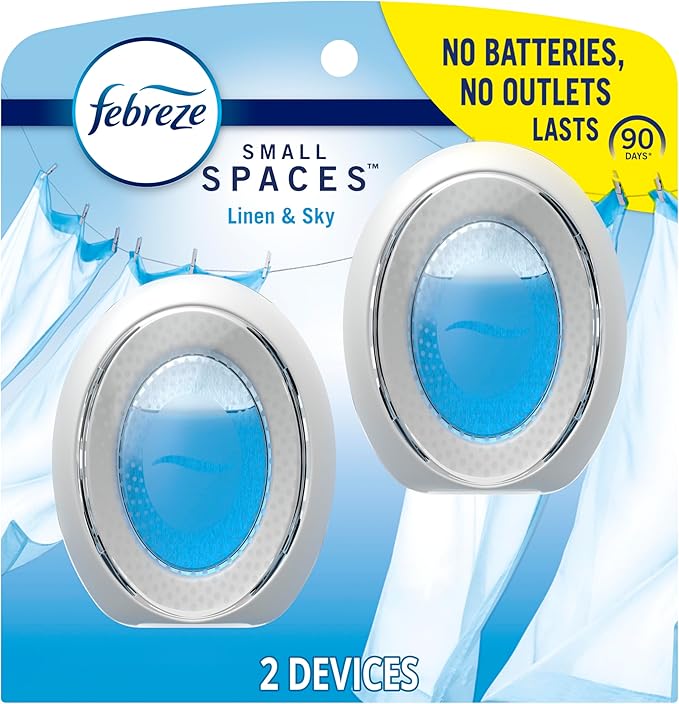 Febreze Bathroom Air Freshener, Odor-Fighting, Plug In Alternative, Air Fresheners for Home and Bathroom and Kitchen, Closet Air Fresheners, Linen & Sky Scent, 2 Count-PurrikoPets