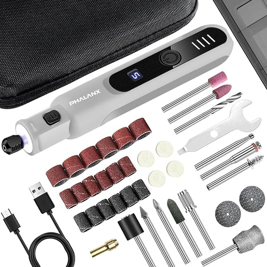 Dog Nail Grinder - Rechargeable Pet Nail Grinder, Electric Upgraded 5 Speed w LED Lights Cordless Dog Nail Trimmer Kit, 40 Accessories Pet Dog Claw Care Kit for Dogs Cats and Small Medium Animals Grey-PurrikoPets