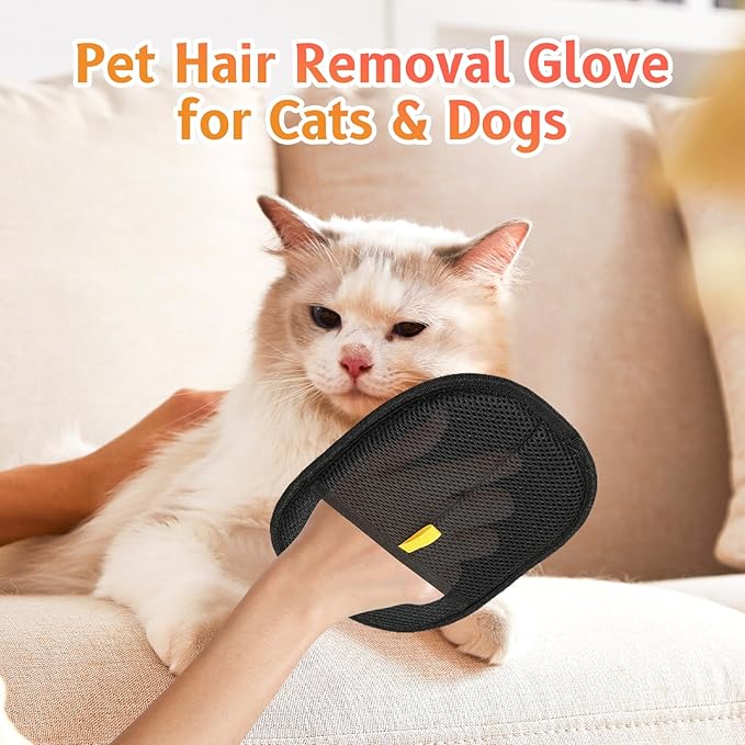 2pcs - Pet Hair Removel Glove for Cats & Dogs, Electrostatic Pet Hair Removal Gloves for Couch, Cat Grooming Gloves, Reusable Cat and Dog Hair Removel for Sofas, Furniture, Carpets and Curtains-PurrikoPets