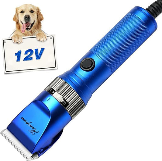 Dog Grooming Clippers, Professional 12V Heavy Duty Pet Clippers, Large Dog Shaver for Thick Coat,Plug-in Pet HairTrimmer with Guard Combs Brush for Dogs Cats-PurrikoPets