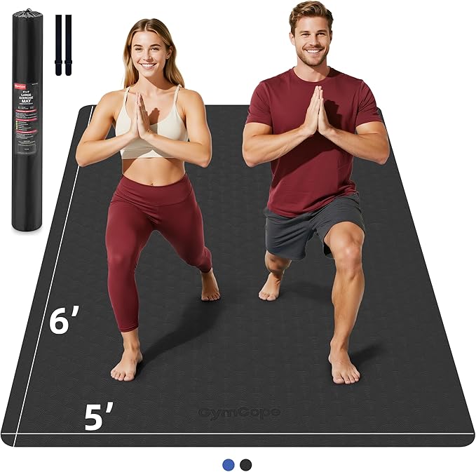 Extra Large Yoga Mat - 72"x35", 72"x48", 78"x57" - Wide TPE Exercise Mat for Home, Stretching, Couples & Family Workouts - 6-12mm Thick, Non-Slip & Waterproof - with Carry Bag and Straps-PurrikoPets
