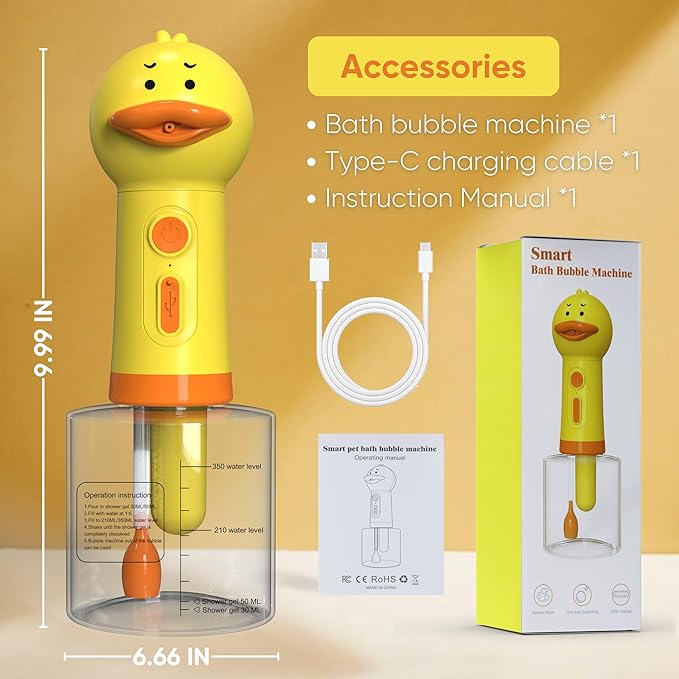 Electric Dog Shampoo Dispenser Dog Shampoo Sprayer Duck Shampoo Foamer for Pet, Foaming Soap Dispenser for Bathtub, Kitchen Sink Cleaning-PurrikoPets