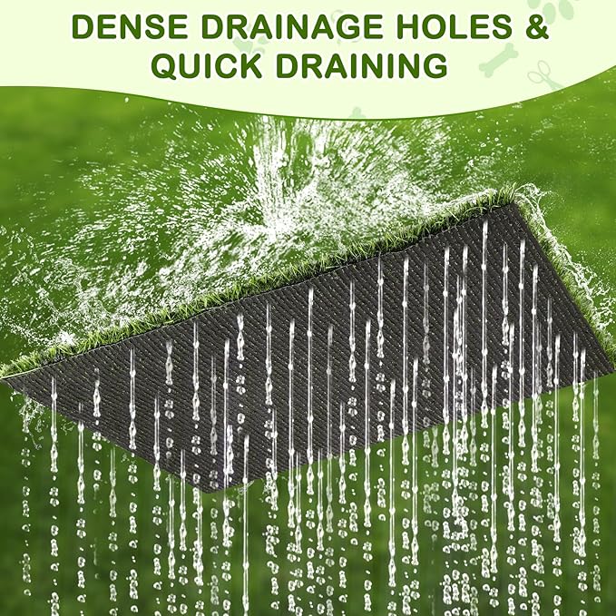 Dog Grass Pad with Tray, 34''X23'' Large Artificial Turf Grass Potty, Reusable Puppy Pee Pads for Dogs, Portable Dog Litter Box for Indoor/Outdoor Potty Training Toilet-PurrikoPets