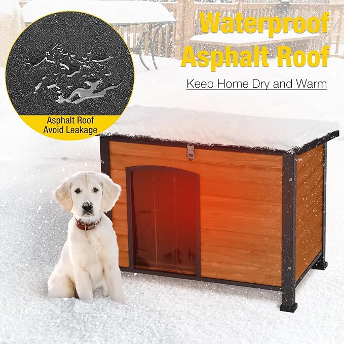 Aivituvin Outdoor Dog House with Insulated Liner Waterproof Dog Kennel for Winter Cat House for Small & Medium & Large Dogs,Cats,Unique All-Around Iron Frame-PurrikoPets