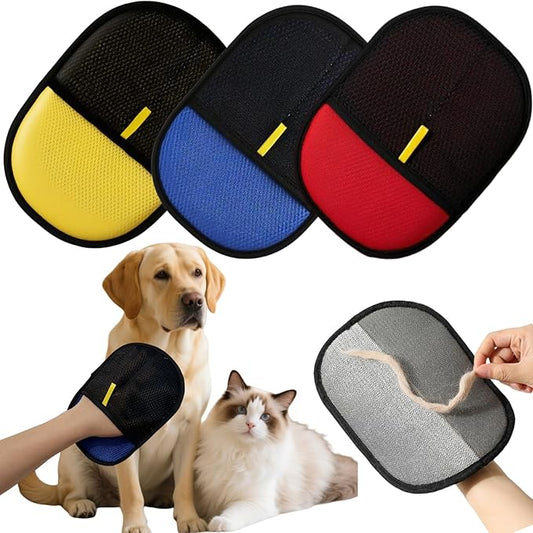 3Pcs Electrostatic Pet Hair Removal Gloves for Cats&Dogs,2025 New Upgraded Reusable Quick De-Shedding Grooming Gloves, Animal Fur Remover Tool for Couch,Carpet,Furniture,Car Seat,Clothing,Curtain-PurrikoPets