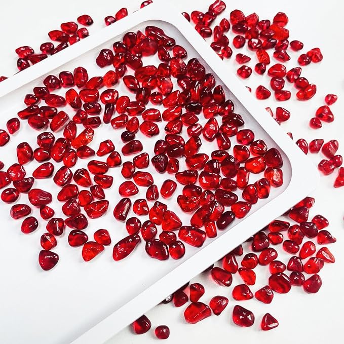 Glass Stones, 0.85LB/385g Red Aquarium Gravel Rocks, Red Pebbles for Fish Tank, Sea Glass for Vase Filler Craft-PurrikoPets