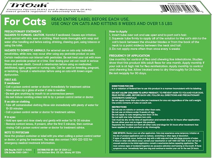 Flea and Tick Prevention for Cats: Flea & Tick Topical for Cats Over 1.5lbs, 6 Dose Flea and Tick Control/Prevention for 6 Months (6 Pack)-PurrikoPets
