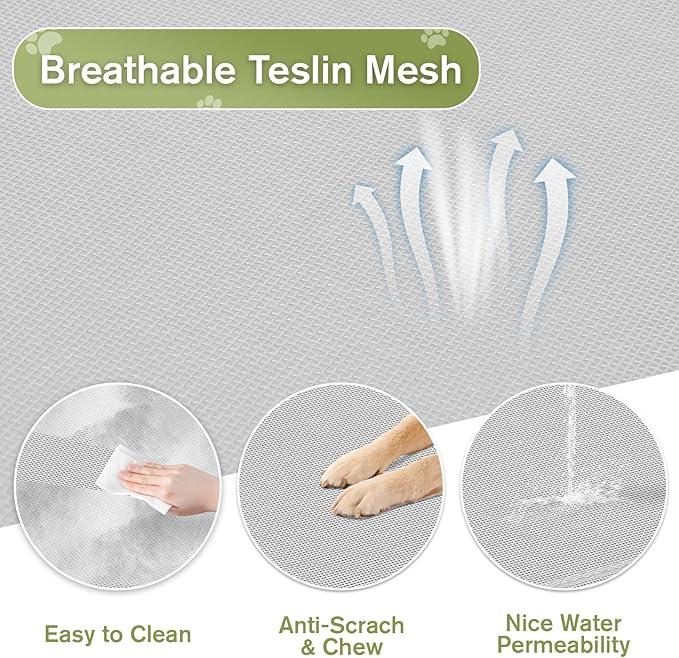 Elevated Dog Bed 42 Inch - Breathable Raised Pet Bed for Large Dogs, Waterproof Dog Cot Bed Easy to Assemble, Durable Portable Pet Cot with Non-Slip Feet, Grey-PurrikoPets