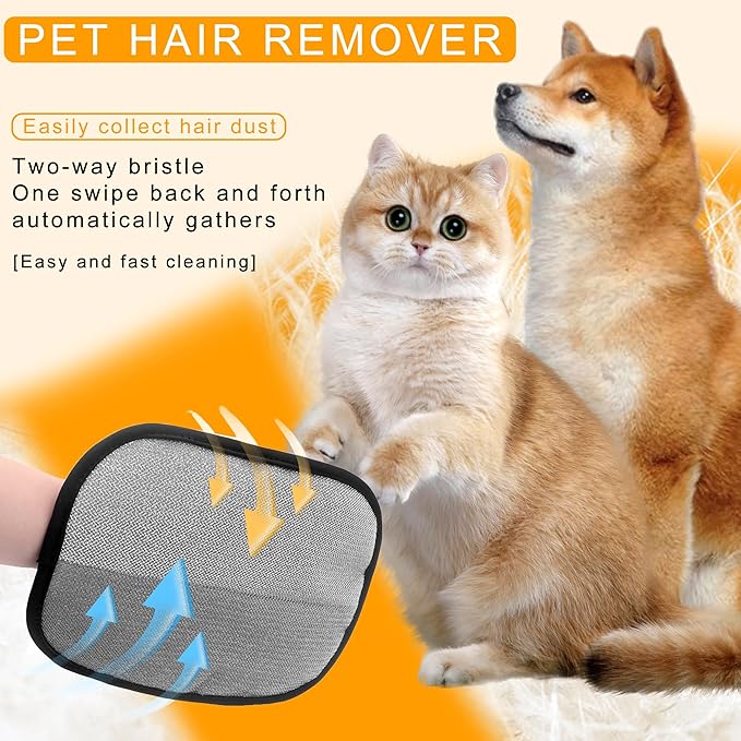 2 PCS Pet Hair Remover Glove Reusable cat and Dog Hair Remover Static dehairing Gloves for Sofas, Furniture, Carpets, car Seats, pet Grooming cat and Dog dehairing Tools-PurrikoPets
