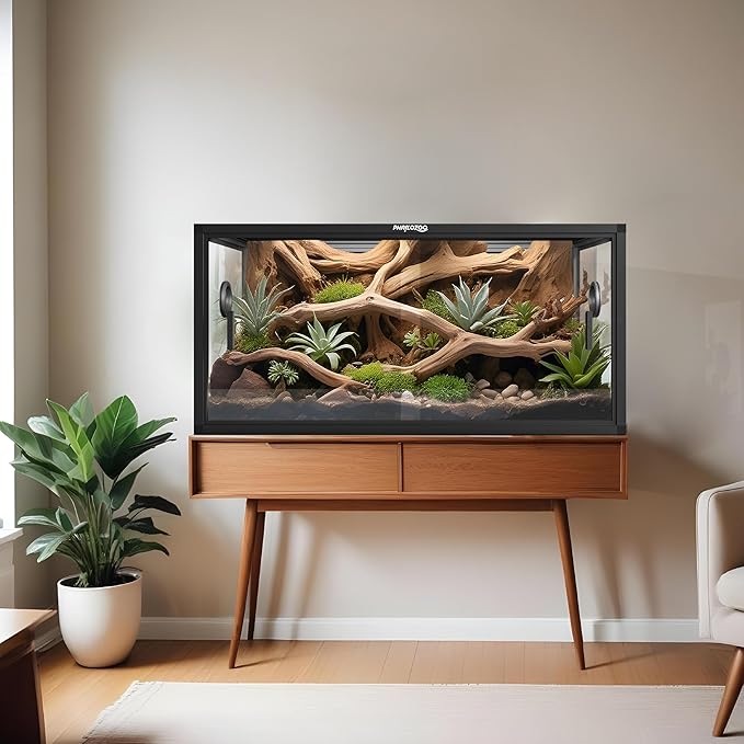 50 Gallon Bearded Dragon Tank, Reptile Enclosure for Easy Maintenance, Front Opening Reptile Tank with Top Screen Ventilation & Glass Sliding Door 36''x18''x18''-PurrikoPets