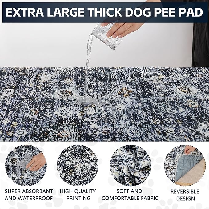 Extra Large Washable Pee Pads for Dogs (72"x72"), Upgrade Reusable Puppy Pads with Non-Slip Rug Pad, Super Thickening Absorbent Leakproof Dog Traning Pads Whelping Pad for Dogs, Doggie-PurrikoPets