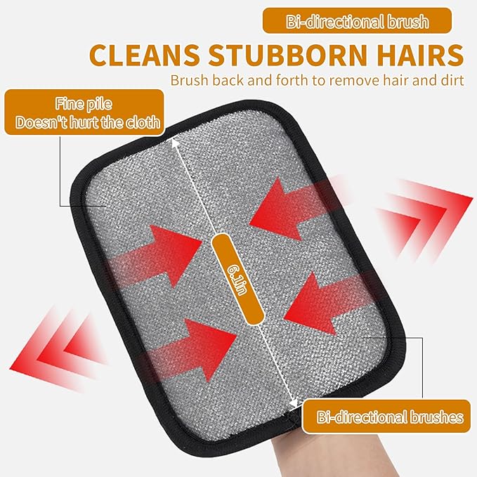 2PCS Electrostatic Pet Grooming Gloves, Reusable Hair Remover for Dog Cat Fur on Clothes Furniture Car Seat/Black-PurrikoPets