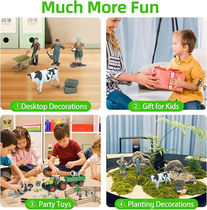 46Pcs Farm Toys, Tractor Toy w/Lights & Sound, Farm Animals Toys for 3 4 5 6 7 8+ Year Old Toddler Girls Boys Kid, Figures Farmer Vehicle Truck Fence Farm Playset Educational Learning Toys-PurrikoPets