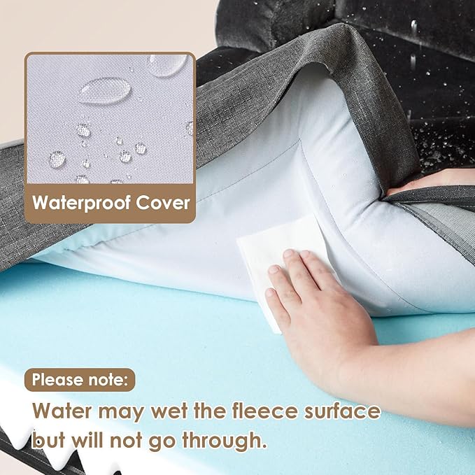 EHEYCIGA Orthopedic XL Dog Beds, Waterproof Memory Foam Dog Bed for Extra Large Dogs, Non-Slip Bottom and Egg-Crate Foam Big Pet Couch Bed with Washable Removable Cover, Dark Grey-PurrikoPets