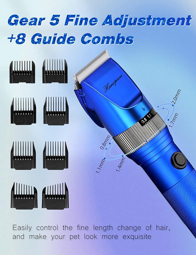 Dog Grooming Clippers, Professional 12V Heavy Duty Pet Clippers, Large Dog Shaver for Thick Coat,Plug-in Pet HairTrimmer with Guard Combs Brush for Dogs Cats-PurrikoPets