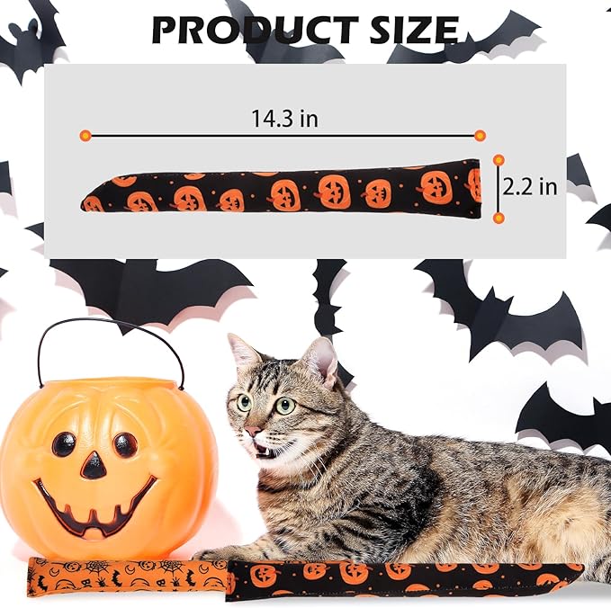 EXPAWLORER Halloween Cat Toys, 4 pcs Soft Pillow Catnip Toys with Bells Inside, Interactive Bite Resistant Fish Shape Kicker Toys for Indoor Kitten Playing-PurrikoPets