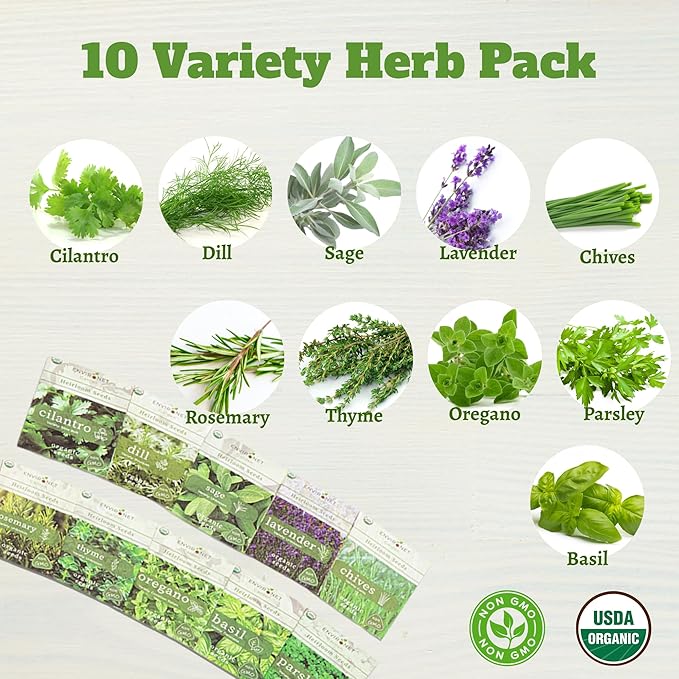 10 Indoor Herb Garden Kit- Burlap Pots, Organic Seeds, Herb Garden Planter Indoor Kit, Easy Window & Kitchen Herbs Growing Kit, Cilantro, Basil, Sage, Oregano, Parsley, Dill, Chives etc.-PurrikoPets