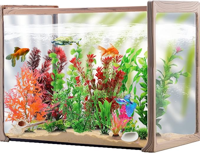 Fish Tank Accessories Aquarium Decorations Plants, 20pcs Fish Tank Decorations Plant, Fish Tank Decor, Aquarium Decor Plastic Plants, Small to Large-PurrikoPets