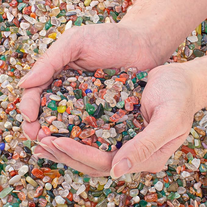 3 Lb Crystal Chips Bulk Tumbled Crushed Quartz Stones, 7 Chakra Crystal Quartz Rocks Healing Stones Pebbles for Vases Filler, Aquarium Gravel Rocks, Succulent Plants Decor-PurrikoPets