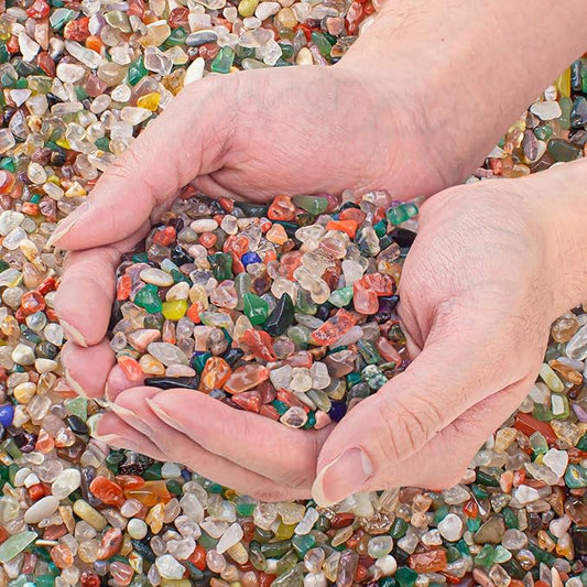 3 Lb Crystal Chips Bulk Tumbled Crushed Quartz Stones, 7 Chakra Crystal Quartz Rocks Healing Stones Pebbles for Vases Filler, Aquarium Gravel Rocks, Succulent Plants Decor-PurrikoPets