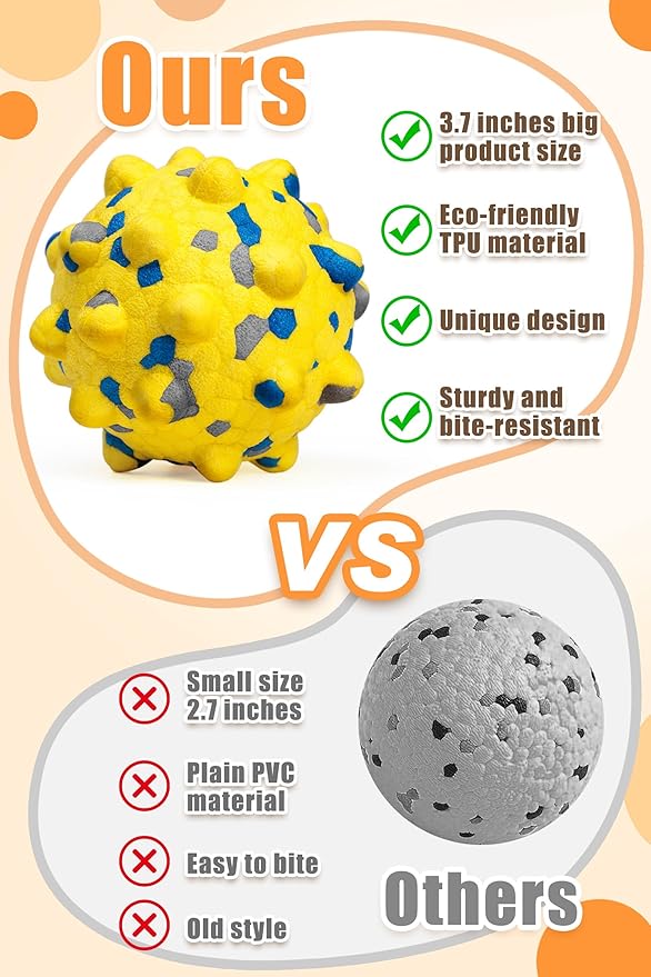 1.96'' Dog Balls for Dogs Aggressive Chewers Indestructible Tennis Durable Bouncy Interactive Dog Toy Balls for Fetch Game Floating Training(Yellow Small)-PurrikoPets