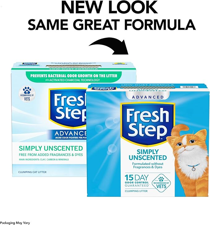 Fresh Step Advanced Simply Unscented Clumping Litter, Fresh Step Unscented Cat Litter Fights Odor on Contact, 37 lbs. (2 x 18.5 lb. Box)-PurrikoPets