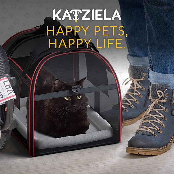Airline Compliant Pet Carrier - Rolling Portable Travel Carry Crate for Small Dog Puppy or Cat - Soft Removable Wheeled Design with Mesh Window Sides - Airplane and TSA Compliant- by Katziela-PurrikoPets