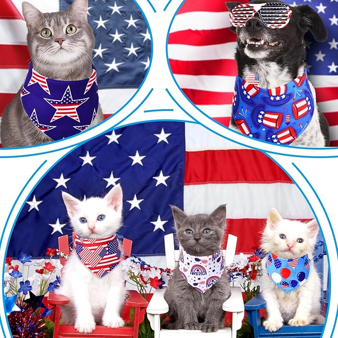 Abbylike 200 Pcs Patriotic Dog Bandanas Bulk Labor Day Bandanas for Dogs Triangle Kerchief Scarf Set for Puppy Small Medium Large Workers' Veterans Day Costume Accessories (25.6 x 17.7 x 17.7 Inch)-PurrikoPets