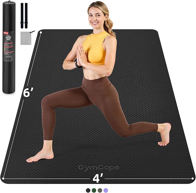 Extra Large Yoga Mat - 72"x35", 72"x48", 78"x57" - Wide TPE Exercise Mat for Home, Stretching, Couples & Family Workouts - 6-12mm Thick, Non-Slip & Waterproof - with Carry Bag and Straps-PurrikoPets