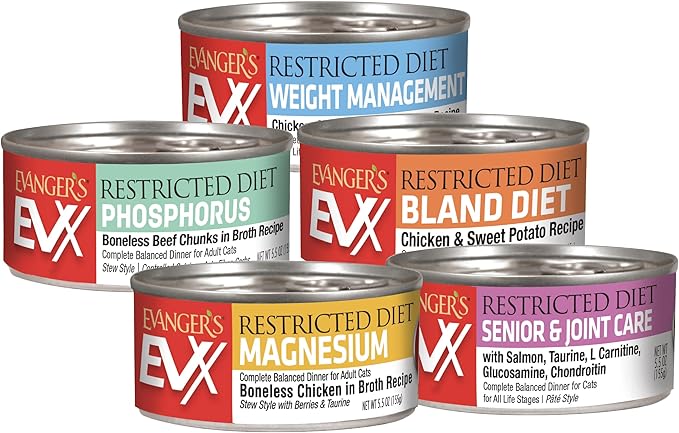 Evanger's EVX Restricted Diet Bland Diet Canned Cat Food – 24 Count, 5.5 oz Each – Chicken & Sweet Potato Recipe with Prebiotics & Postbiotics for Digestive, Microbiome & Gut Health Support-PurrikoPets