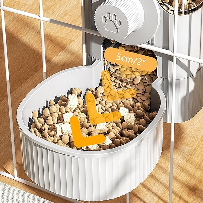 GKYZBB Hanging Automatic Food Water Dispenser,Rabbit Feeder Guinea Pig Water Bottle Food Feeder for Ferret Guinea Pig Rabbit Bunny Cage Accessories (Grey, 520ml+1200ml)-PurrikoPets