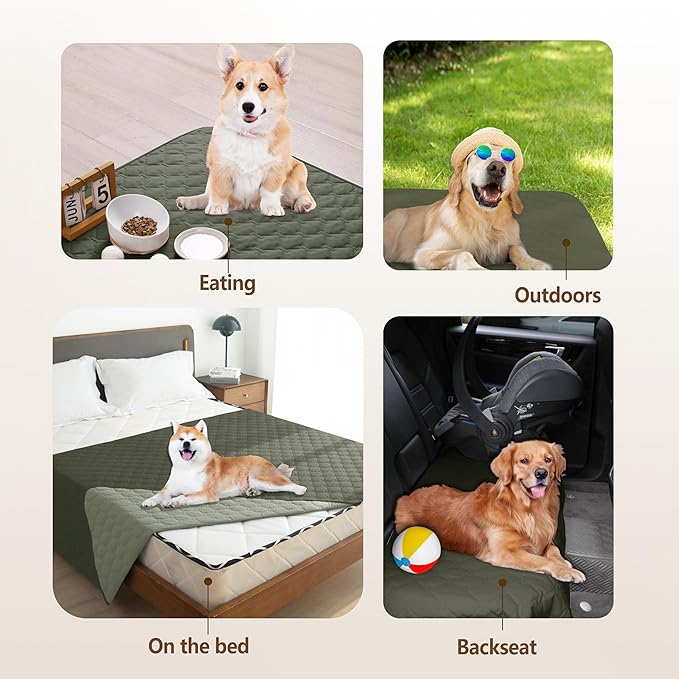 gogobunny 100% Double Sided Waterproof Dog Blanket Soft Pet Bed Cover Reversible Protect Furniture Couch Sofa Car for Puppy Large Dog Cat (Dark Olive/Light Olive, 32x53 Inch (Pack of 1))-PurrikoPets