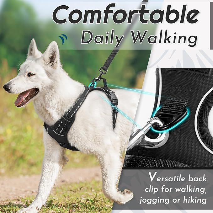 Eagloo Dog Harness Small Sized Dog, No Pull Service Vest with Reflective Strips and Control Handle, Adjustable and Comfortable for Easy Walking, No Choke Pet Harness with 2 Metal Rings, Black, S-PurrikoPets