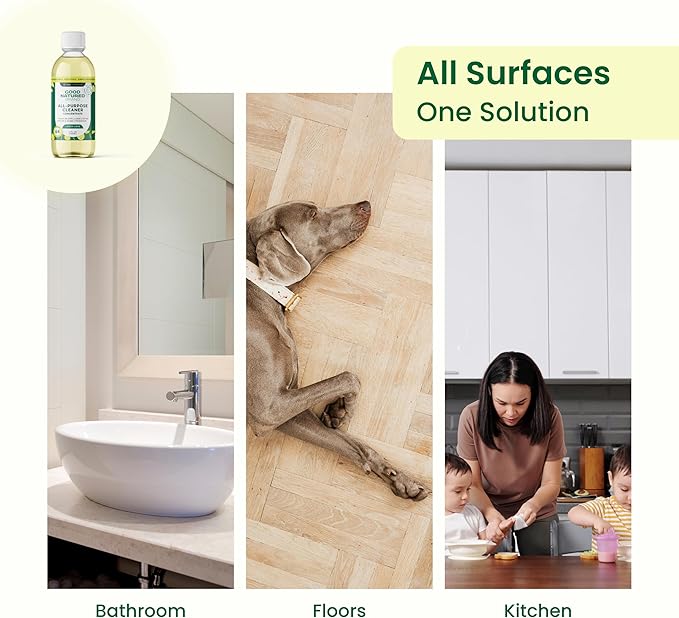 Good Natured Brand All-Purpose Cleaner Concentrate | Multi-Surface Cleaner | Natural Lemon Essential Oil | Multipurpose Cleaner Concentrate All Surfaces | Lemon Love | 4oz makes 64oz-PurrikoPets