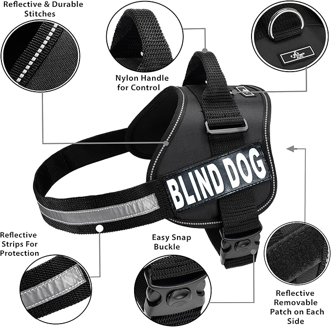 Doggie Stylz Blind Dog Harness No Pull No Escape Dog Vest for Blind Dogs Adjustable Vest with Handle Blind Dog Accessories and Patches for Training and Mobility-PurrikoPets