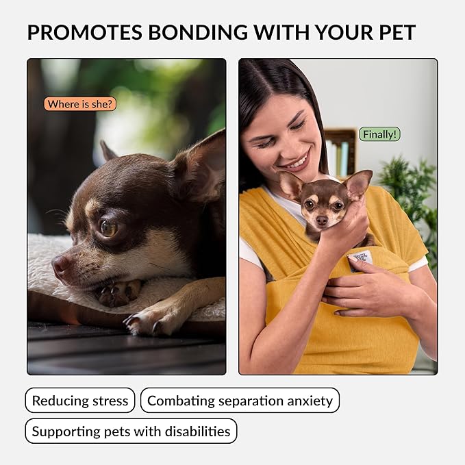 Dog Sling Carrier for Small Dogs - Anti-Anxiety Cat Sling, Puppy Pouch - Pet Sling in Gray Black Blue Green Pink Yellow (Yellow, Standard)-PurrikoPets